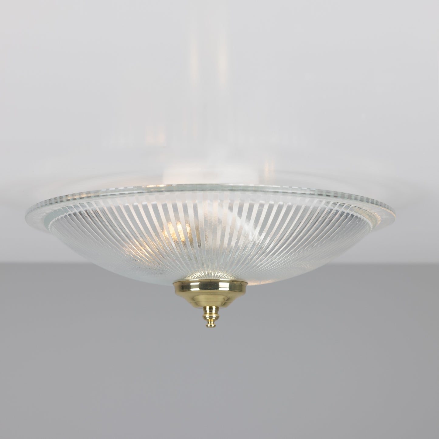 Nicosa Shallow Holophane Glass Flush Ceiling Light 30cm