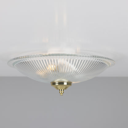 Nicosa Shallow Holophane Glass Flush Ceiling Light 30cm