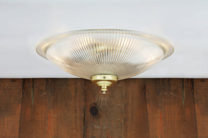 Nicosa Shallow Holophane Glass Flush Ceiling Light 30cm