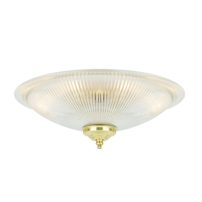 Nicosa Shallow Holophane Glass Flush Ceiling Light 30cm