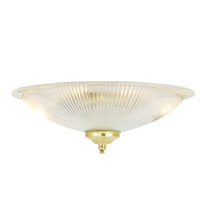 Nicosa Shallow Holophane Glass Flush Ceiling Light 30cm