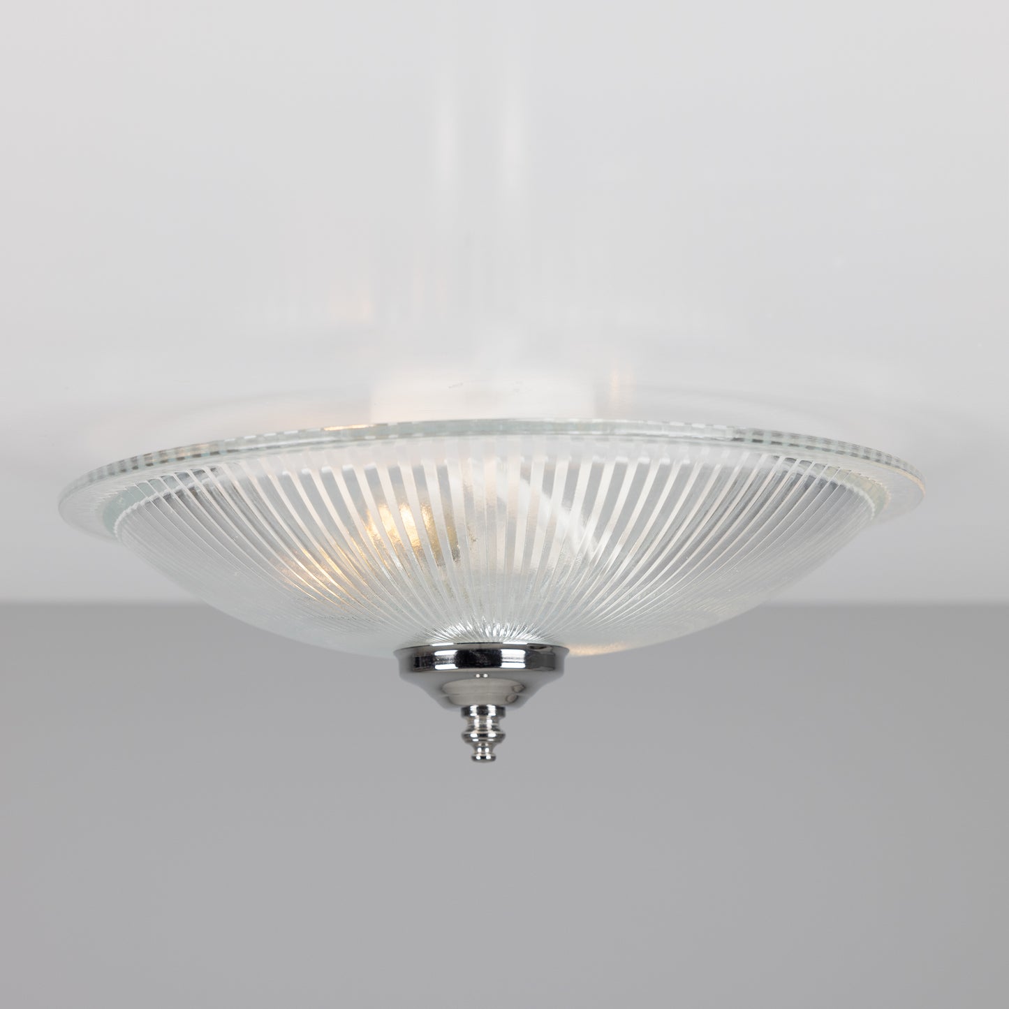 Nicosa Shallow Holophane Glass Flush Ceiling Light 30cm