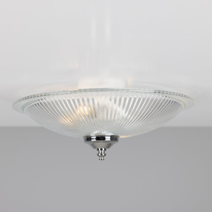 Nicosa Shallow Holophane Glass Flush Ceiling Light 30cm