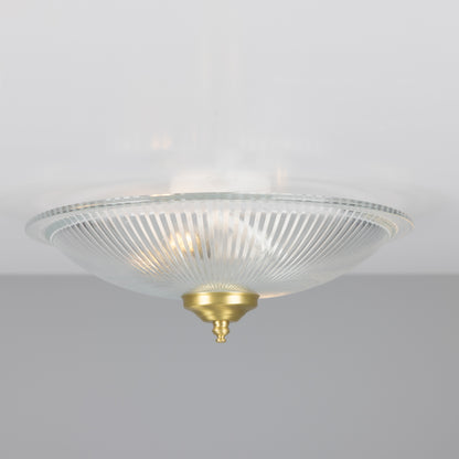 Nicosa Shallow Holophane Glass Flush Ceiling Light 30cm