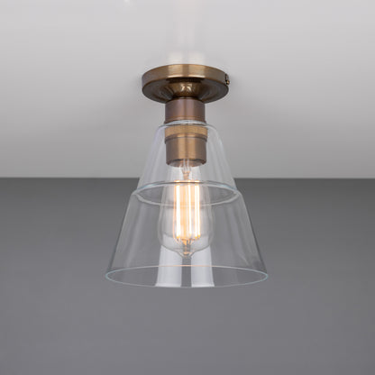Rigale Flush Ceiling Light with Stepped Glass Lamp Shade