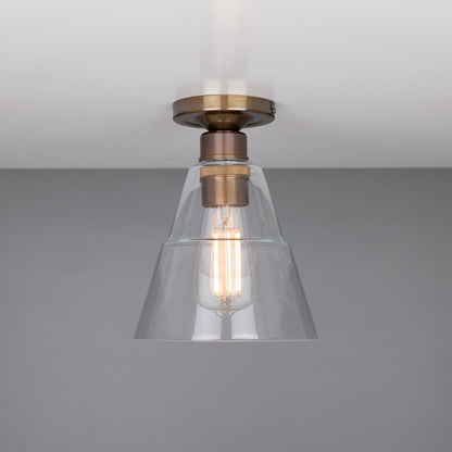 Rigale Flush Ceiling Light with Stepped Glass Lamp Shade