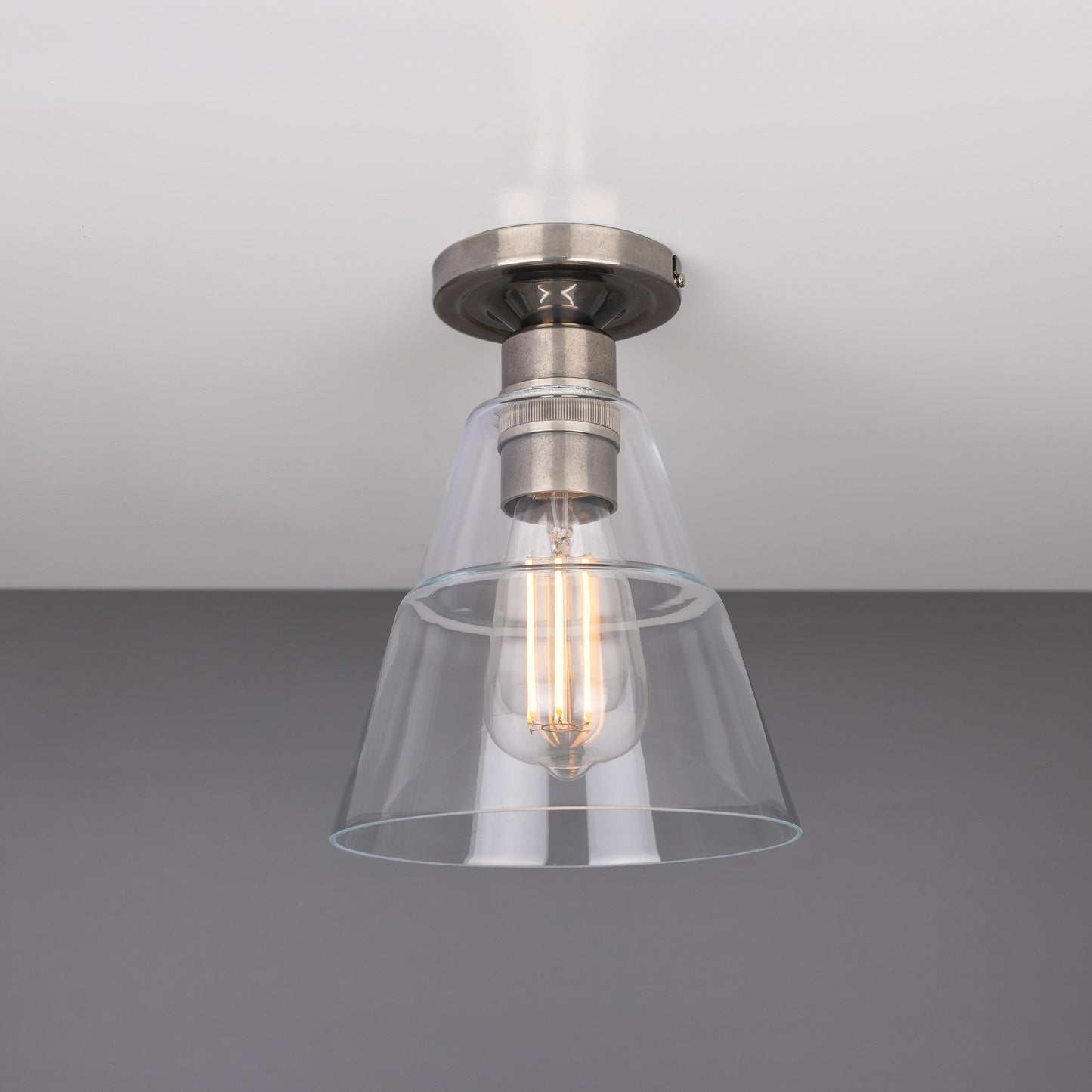 Rigale Flush Ceiling Light with Stepped Glass Lamp Shade