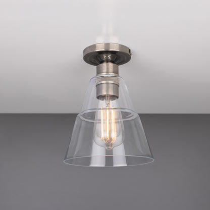 Rigale Flush Ceiling Light with Stepped Glass Lamp Shade