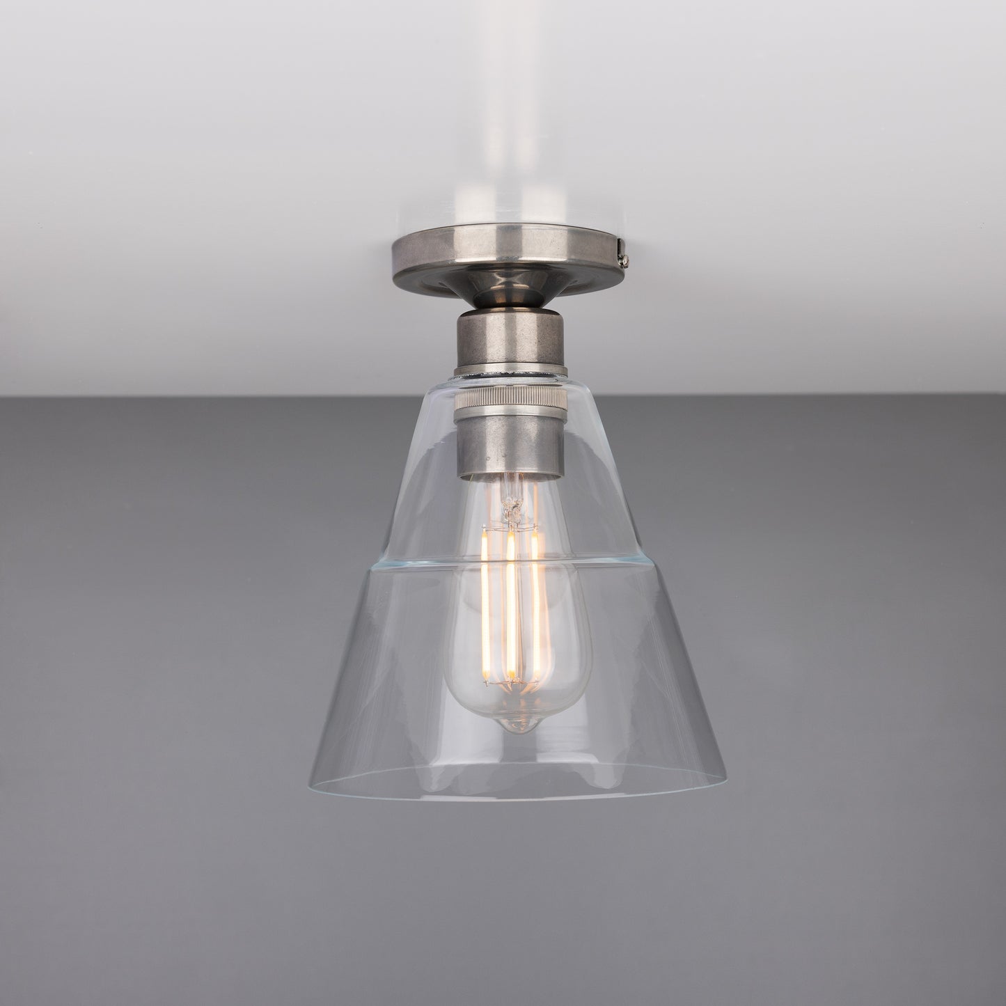 Rigale Flush Ceiling Light with Stepped Glass Lamp Shade