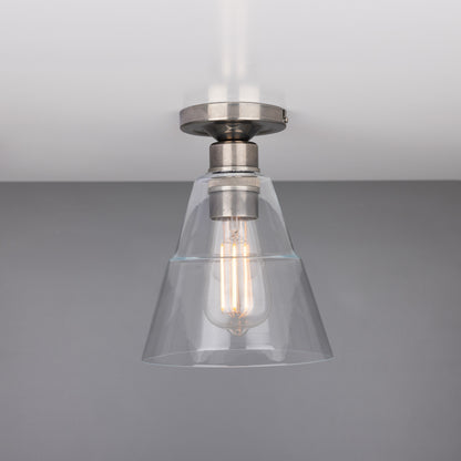 Rigale Flush Ceiling Light with Stepped Glass Lamp Shade