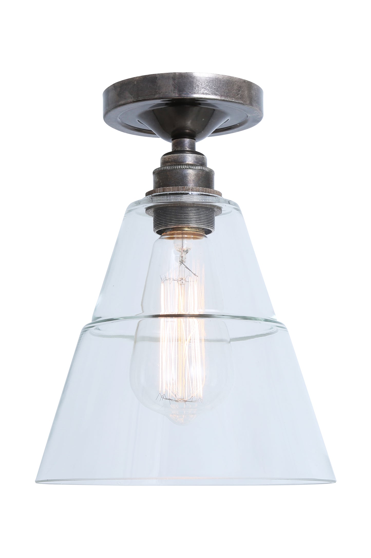 Rigale Flush Ceiling Light with Stepped Glass Lamp Shade