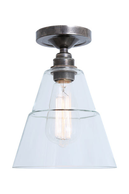 Rigale Flush Ceiling Light with Stepped Glass Lamp Shade