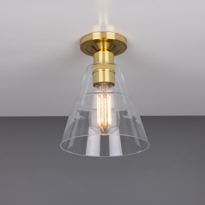 Rigale Flush Ceiling Light with Stepped Glass Lamp Shade