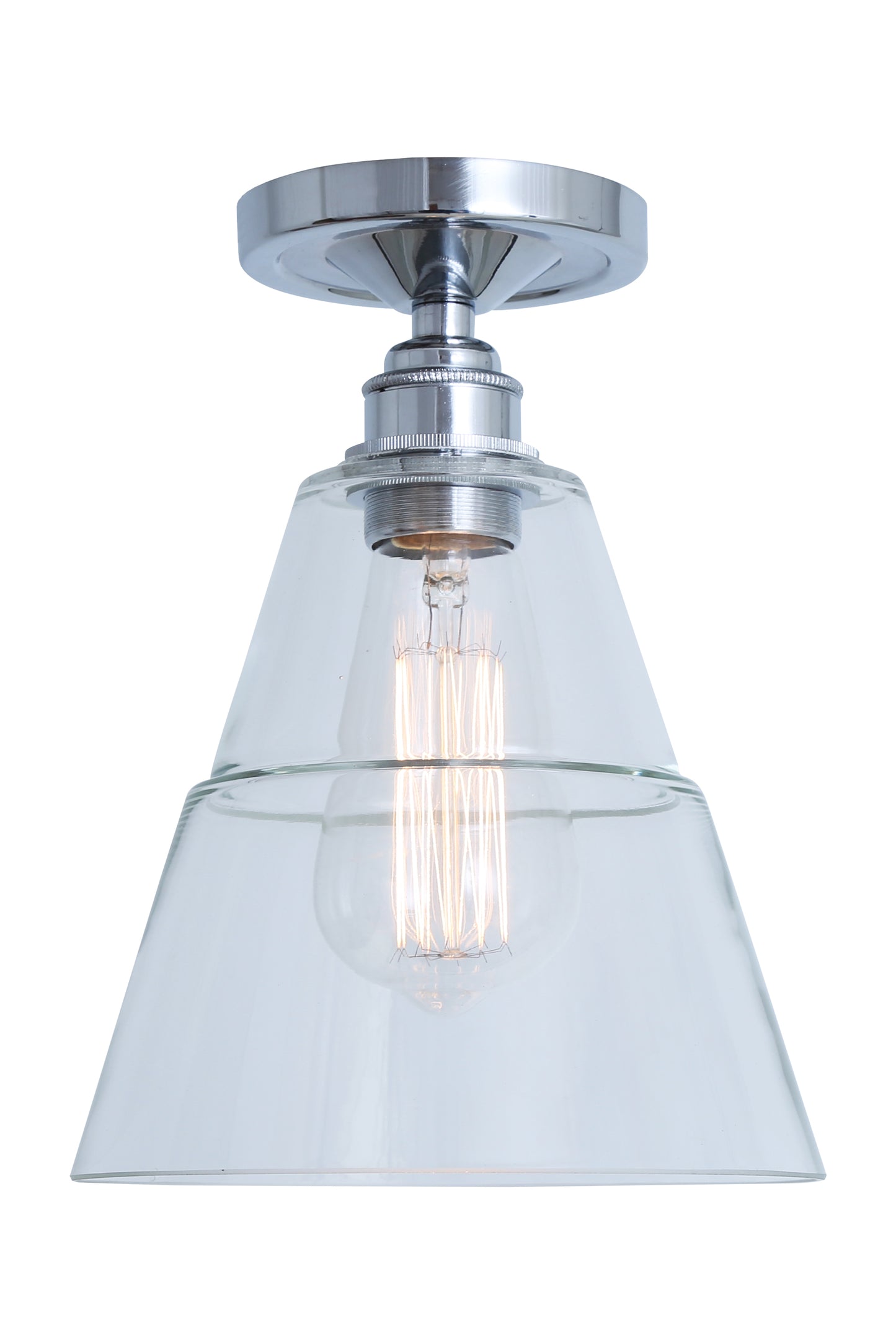 Rigale Flush Ceiling Light with Stepped Glass Lamp Shade