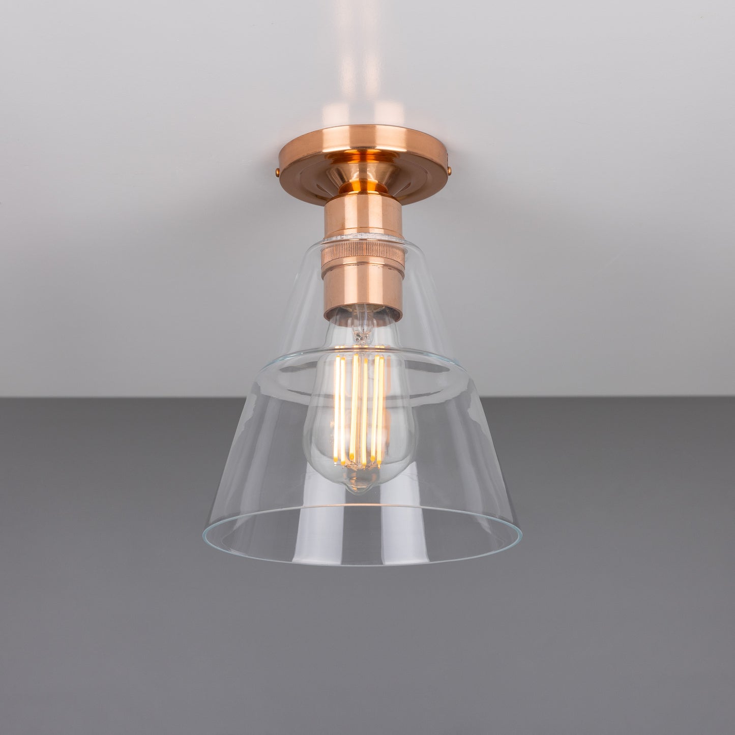 Rigale Flush Ceiling Light with Stepped Glass Lamp Shade