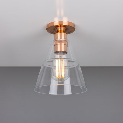 Rigale Flush Ceiling Light with Stepped Glass Lamp Shade