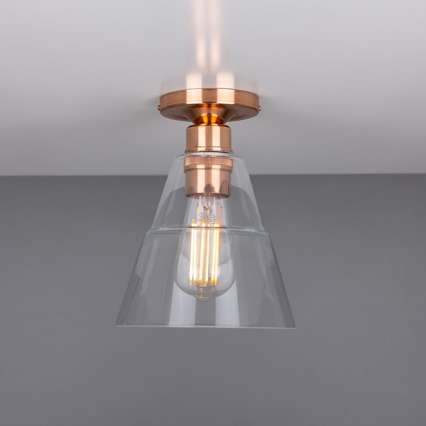 Rigale Flush Ceiling Light with Stepped Glass Lamp Shade