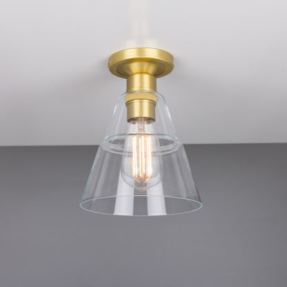 Rigale Flush Ceiling Light with Stepped Glass Lamp Shade