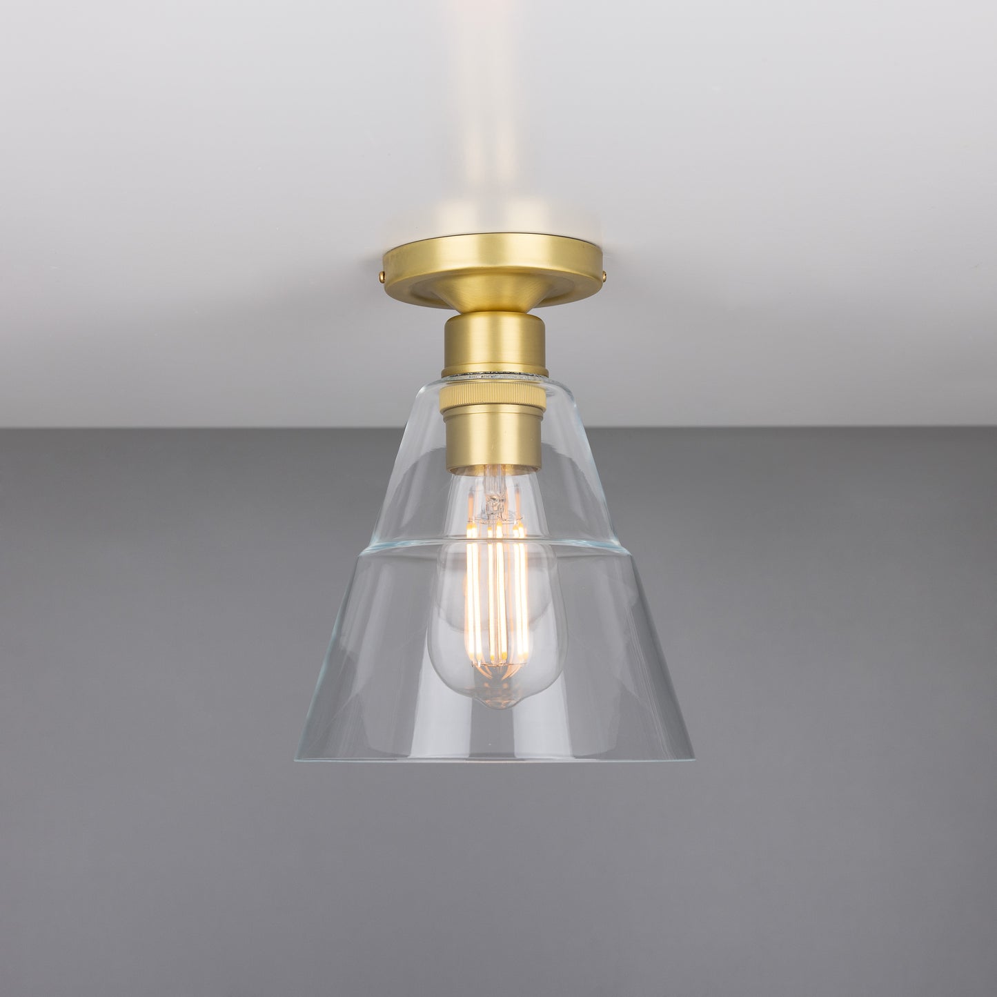 Rigale Flush Ceiling Light with Stepped Glass Lamp Shade