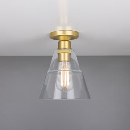 Rigale Flush Ceiling Light with Stepped Glass Lamp Shade