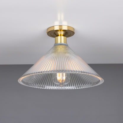 Hanoi Vintage Holophane Glass Flush Ceiling Light 30cm