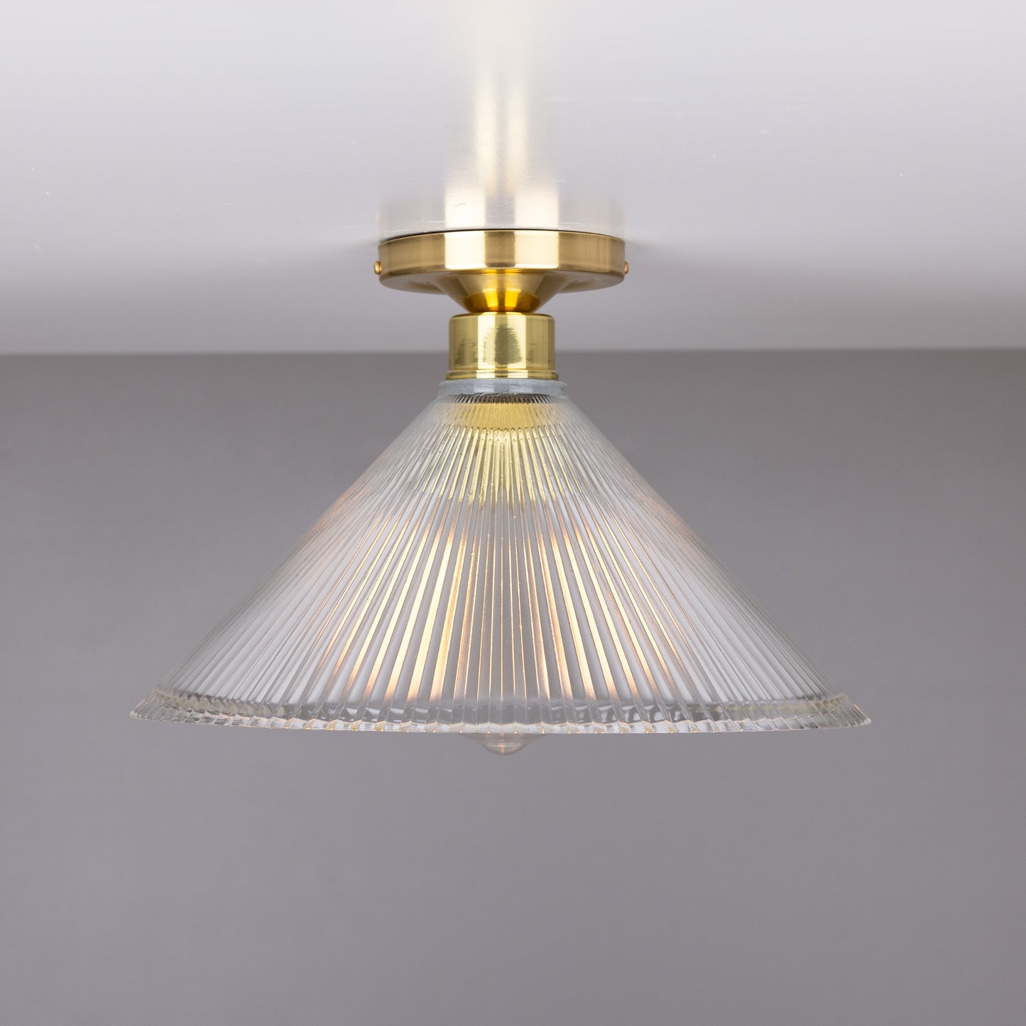 Hanoi Vintage Holophane Glass Flush Ceiling Light 30cm