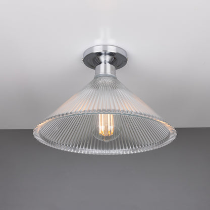Hanoi Vintage Holophane Glass Flush Ceiling Light 30cm