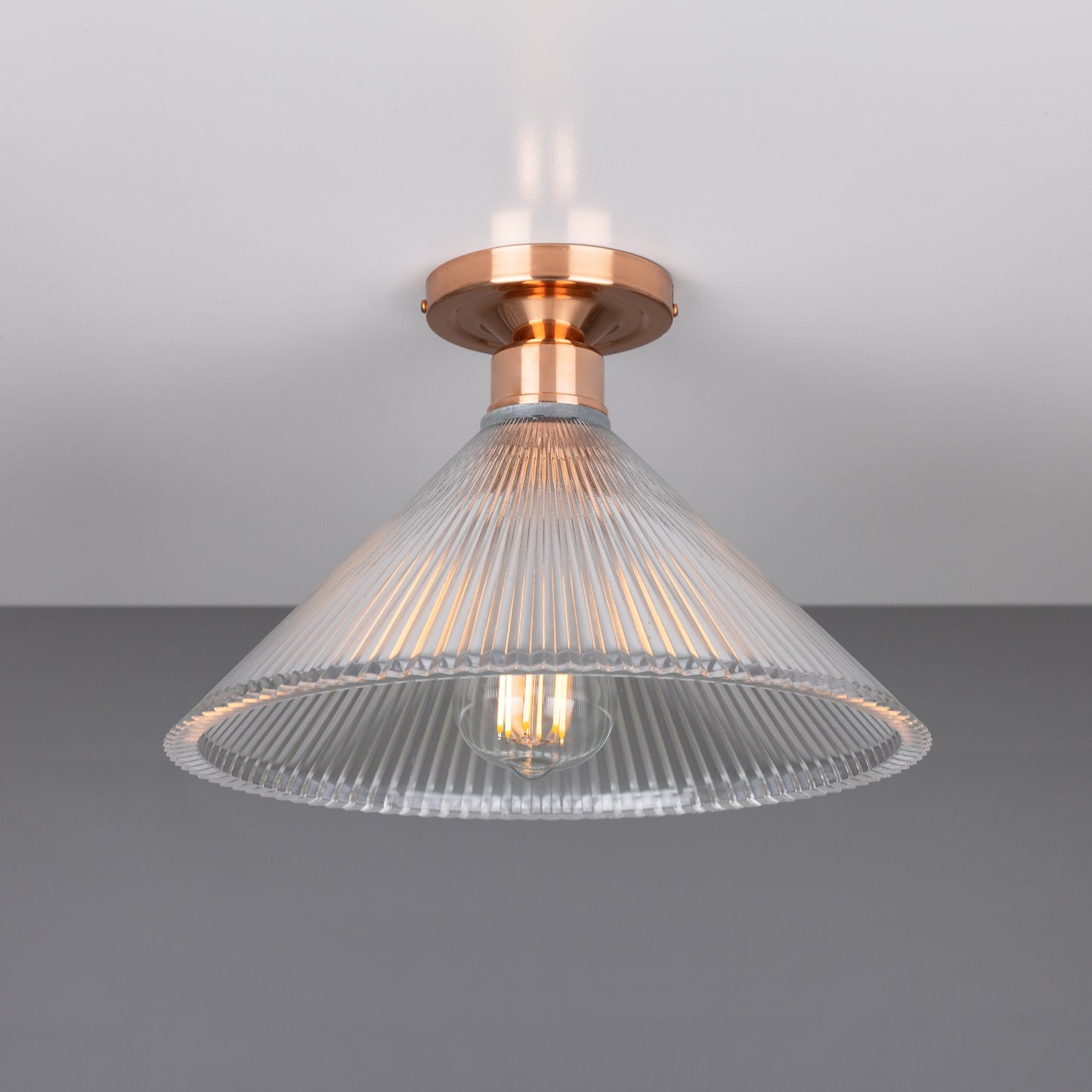 Hanoi Vintage Holophane Glass Flush Ceiling Light 30cm