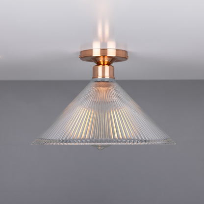 Hanoi Vintage Holophane Glass Flush Ceiling Light 30cm