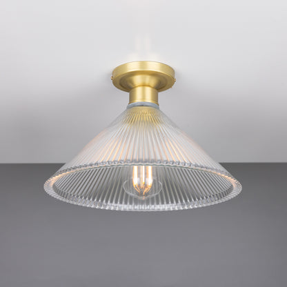 Hanoi Vintage Holophane Glass Flush Ceiling Light 30cm