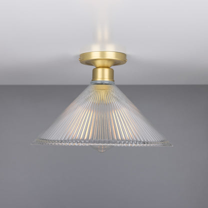 Hanoi Vintage Holophane Glass Flush Ceiling Light 30cm