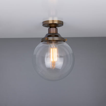 Riad Clear Glass Globe Flush Ceiling Light