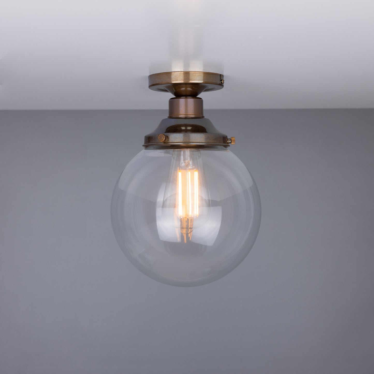 Riad Clear Glass Globe Flush Ceiling Light