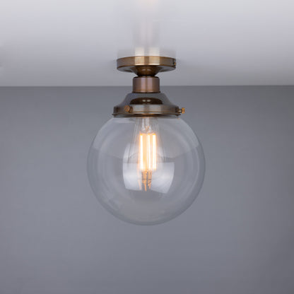 Riad Clear Glass Globe Flush Ceiling Light