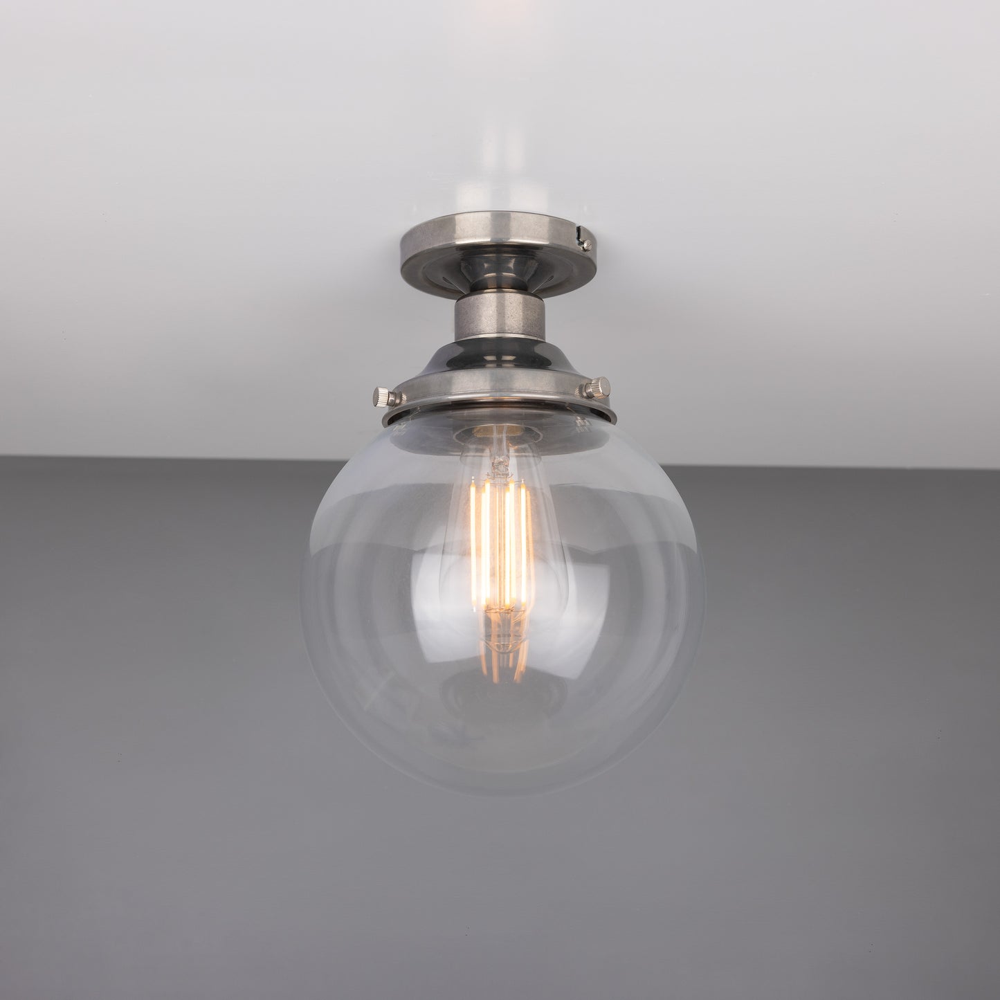 Riad Clear Glass Globe Flush Ceiling Light