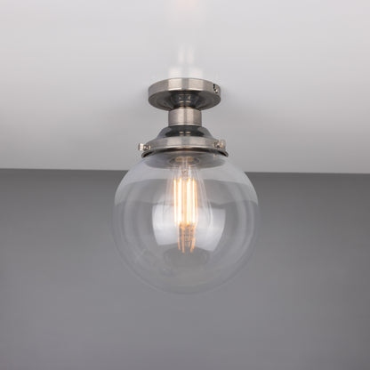 Riad Clear Glass Globe Flush Ceiling Light