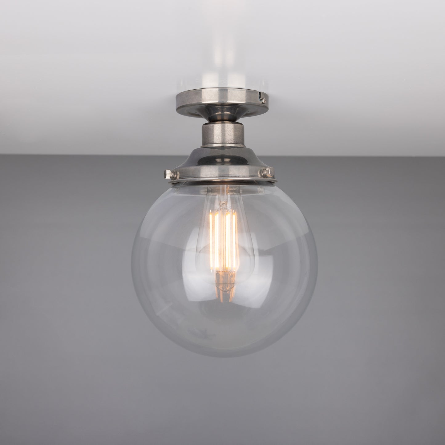 Riad Clear Glass Globe Flush Ceiling Light