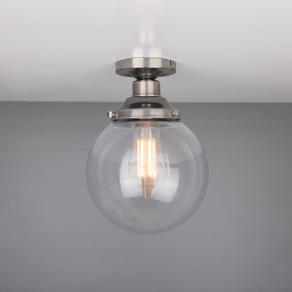 Riad Clear Glass Globe Flush Ceiling Light