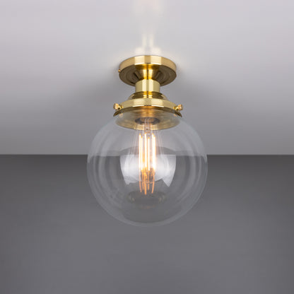 Riad Clear Glass Globe Flush Ceiling Light