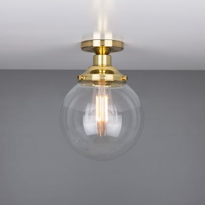 Riad Clear Glass Globe Flush Ceiling Light