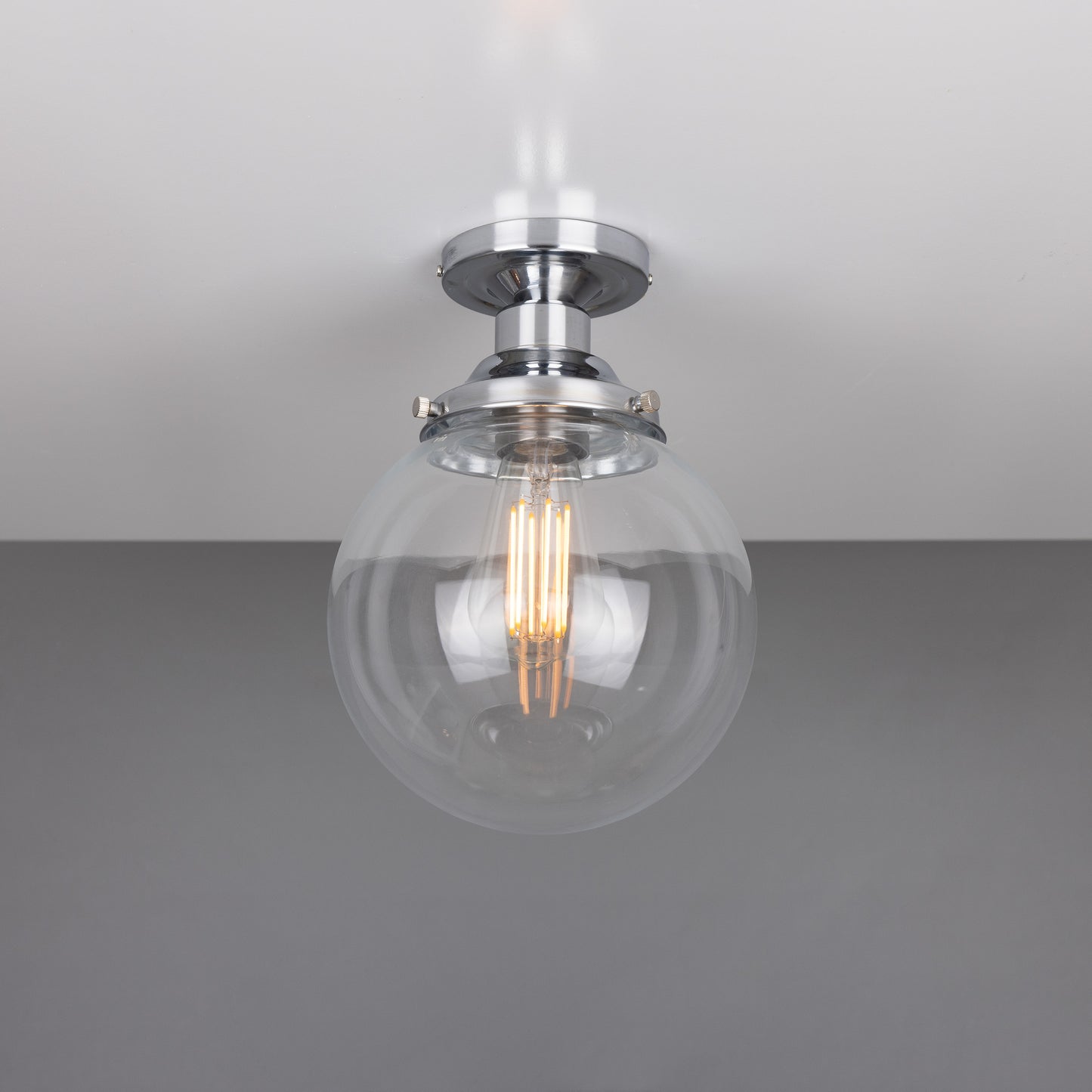 Riad Clear Glass Globe Flush Ceiling Light