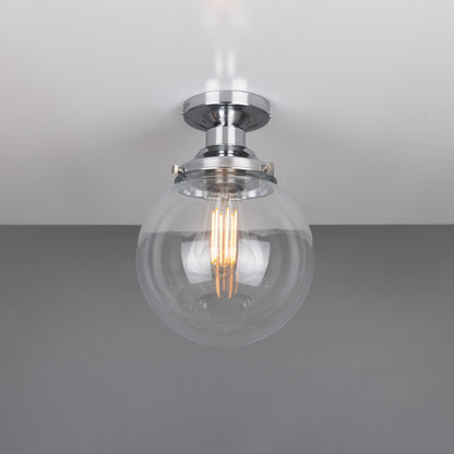 Riad Clear Glass Globe Flush Ceiling Light