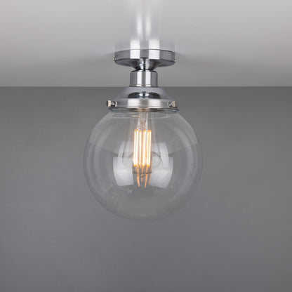 Riad Clear Glass Globe Flush Ceiling Light