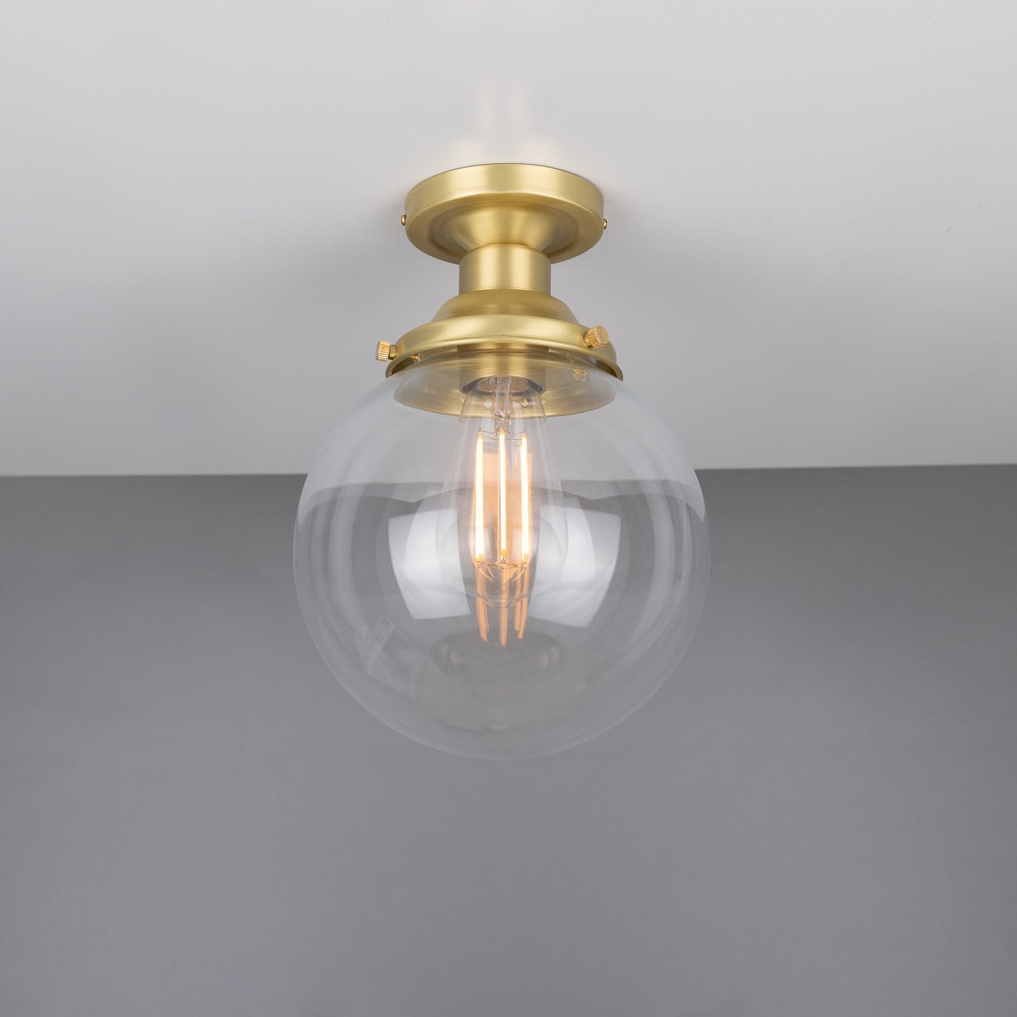 Riad Clear Glass Globe Flush Ceiling Light