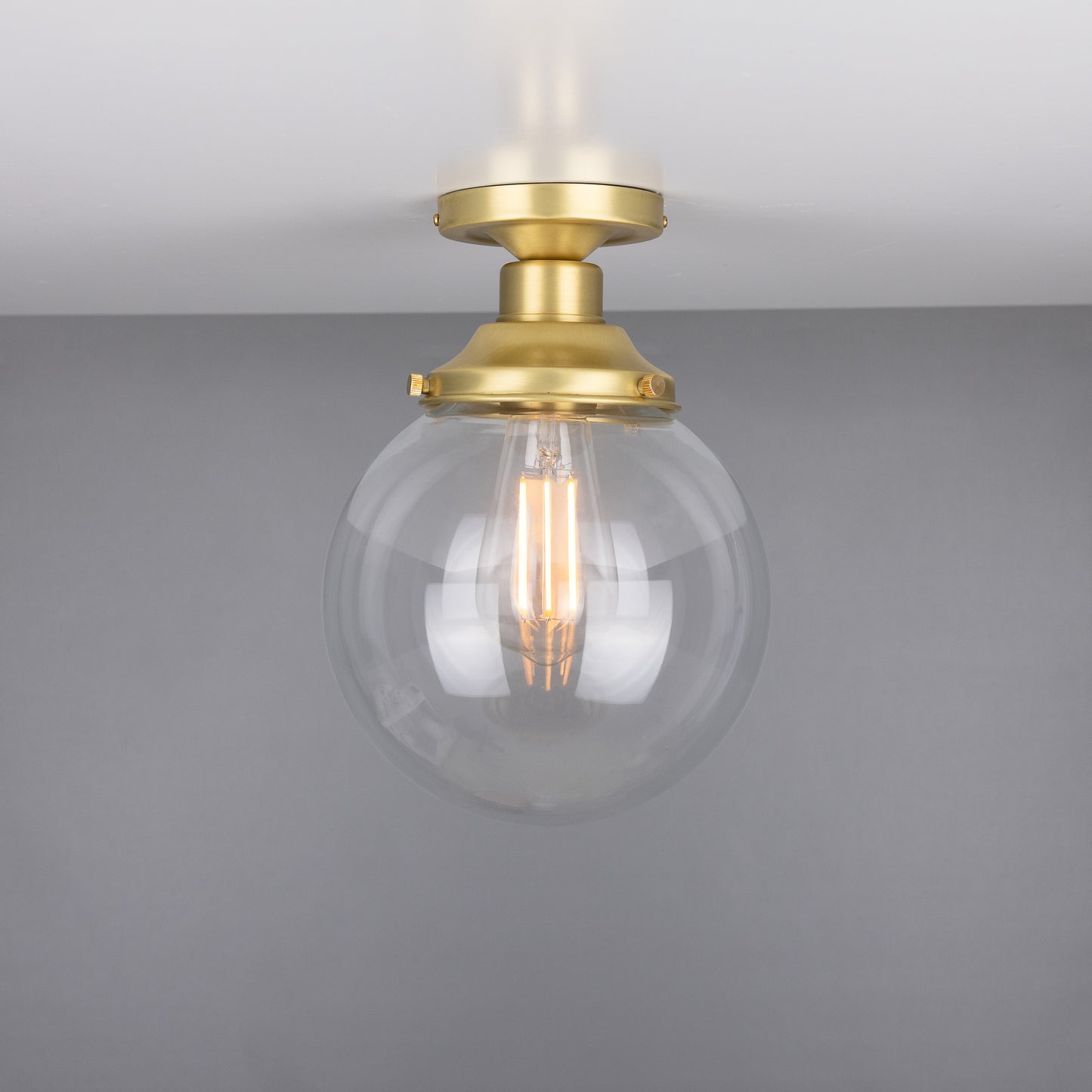 Riad Clear Glass Globe Flush Ceiling Light