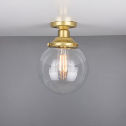 Riad Clear Glass Globe Flush Ceiling Light