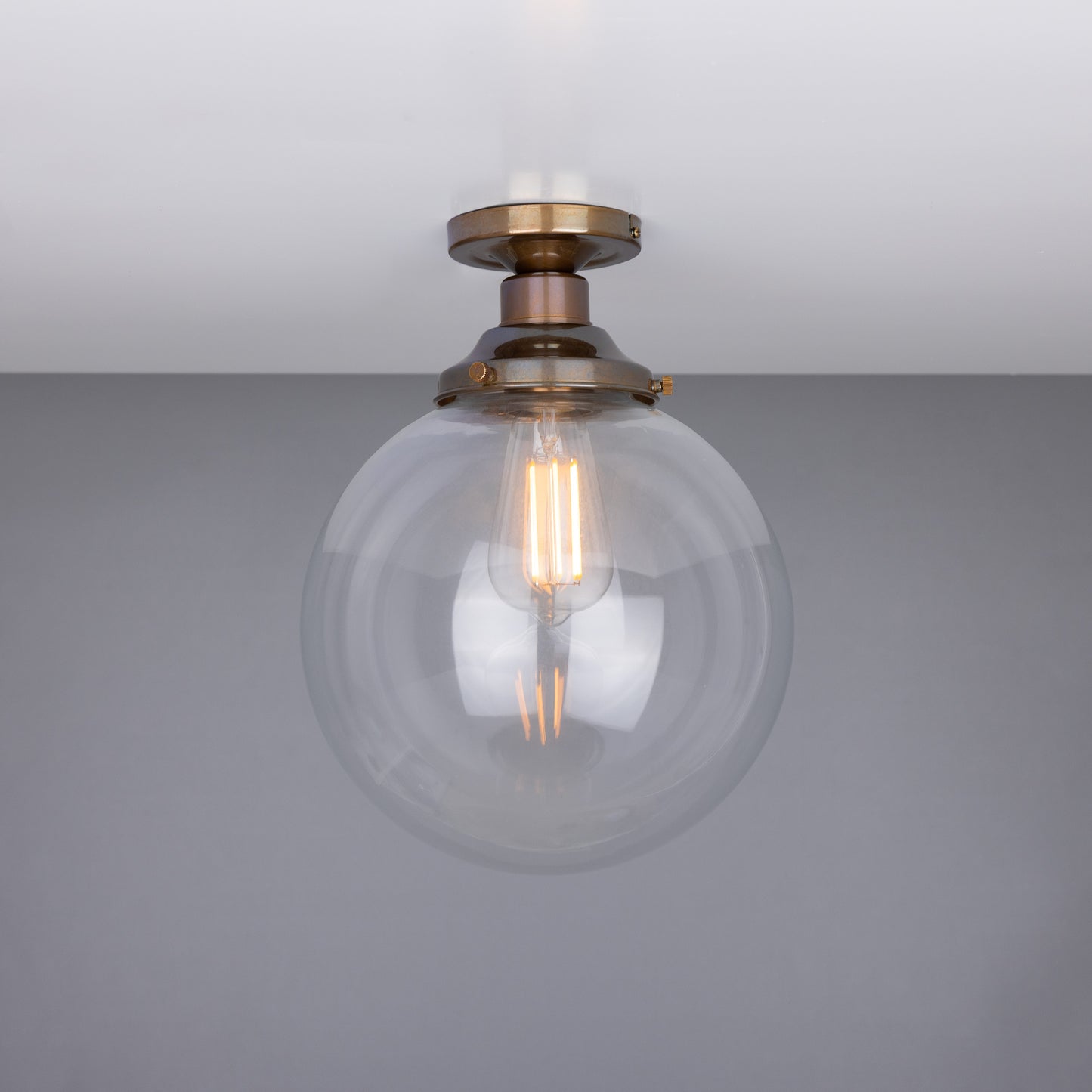 Riad Clear Glass Globe Flush Ceiling Light