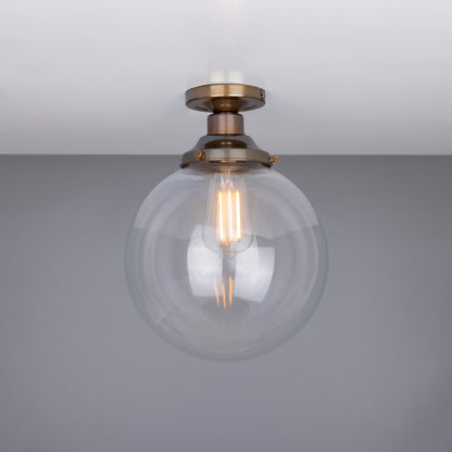 Riad Clear Glass Globe Flush Ceiling Light