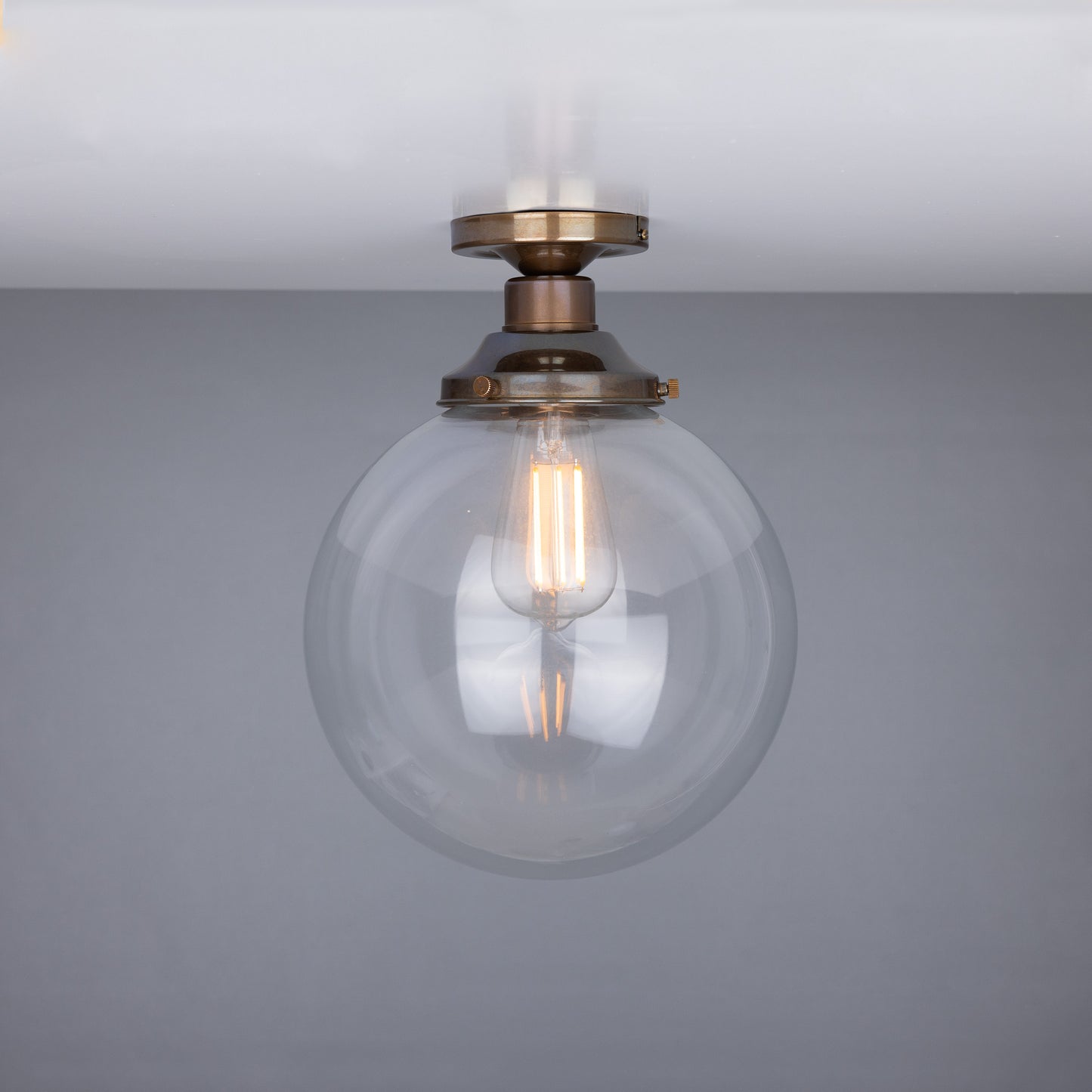 Riad Clear Glass Globe Flush Ceiling Light