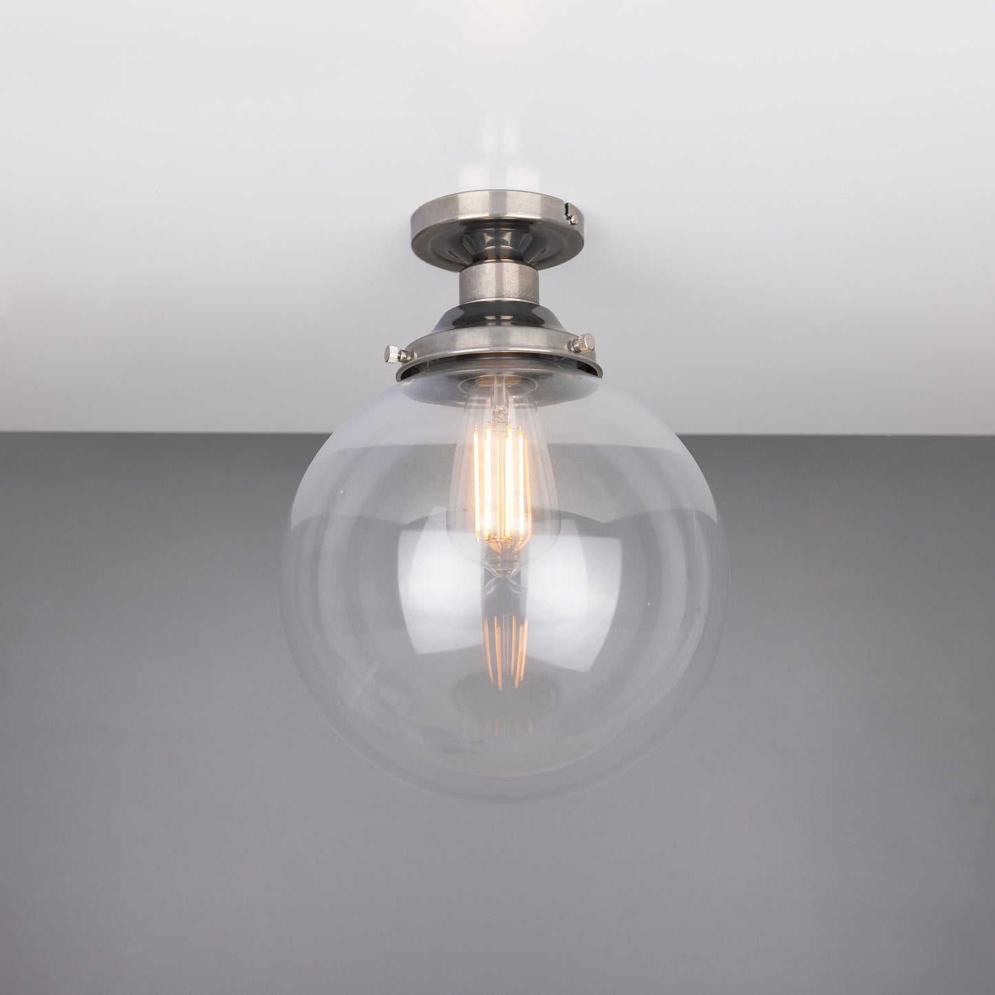 Riad Clear Glass Globe Flush Ceiling Light